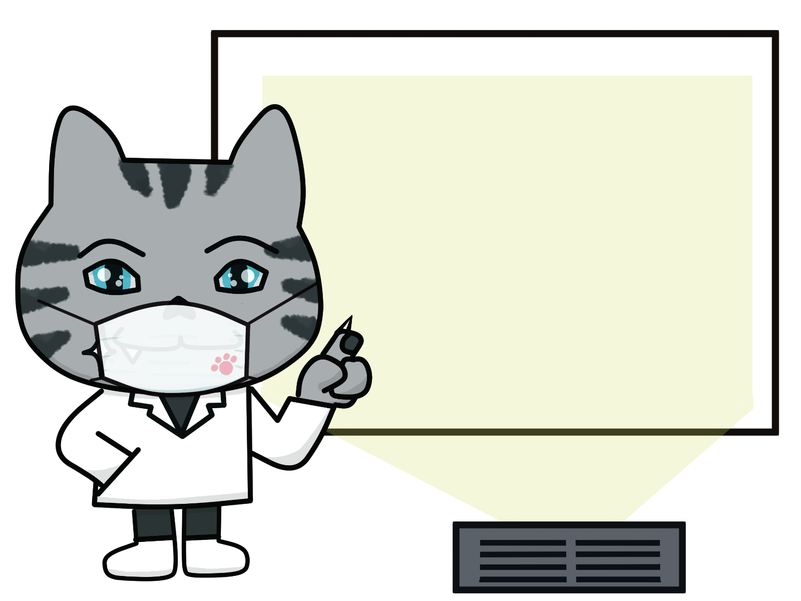 カギ110番の解説をするグレー猫先生の画像